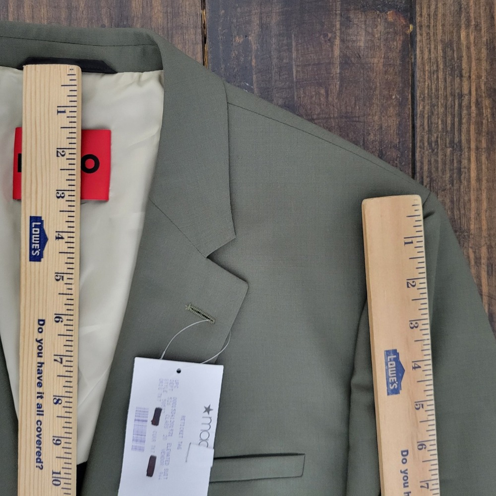 HUGO BOSS Men's Sport Coat Blazer Two Button Olive Wool Blend Super Flex 40R US - Picture 4 of 16